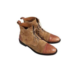 Taft Men's Tan Suede Cap Toe Leather Dress Boot Steampunk Old Money EU/43 US/10